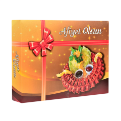 Miyo Ambalaj Çiğ Köfte Kutusu 250 gr 100 Adet | 12x15x4 cm Metalize Krome Karton | Baskılı Ambalaj
