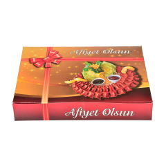 Miyo Ambalaj Çiğ Köfte Kutusu 250 gr 100 Adet | 12x15x4 cm Metalize Krome Karton | Baskılı Ambalaj